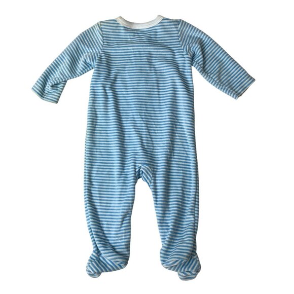 Small Wonders Newborn Blue Striped Bear Sleep Play Footed Pajamas 6/9M - New - Picture 2 of 6
